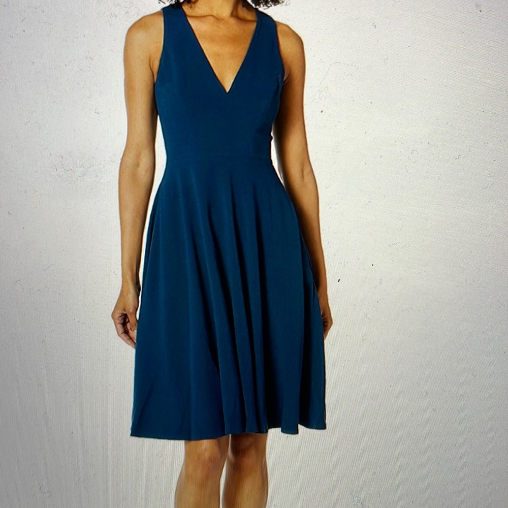Dress the Population Dress Catalina Fit & Flare in Peacock Blue XS